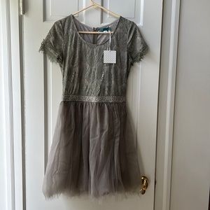 Silver/green tule dress